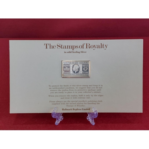 194 - Silver Jubilee stamps of royalty 5 hallmarked silver ingot stamps limited issued