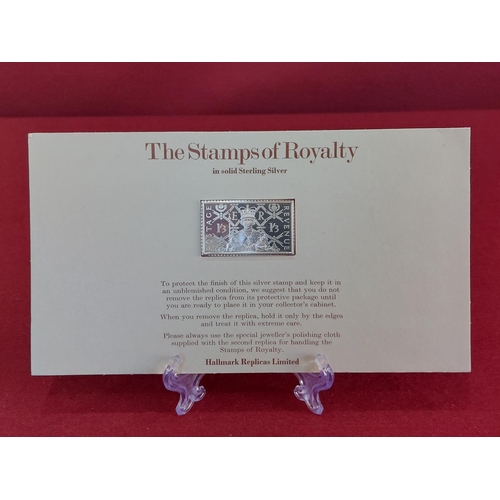 196 - Silver Jubilee stamps of royalty 5 hallmarked silver ingot stamps limited issued