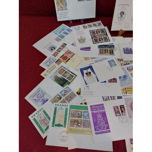 200 - Huge collection of 61 1978 25th anniversary coronation stamps and first day covers. Commonwealth non... 