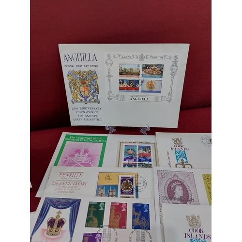 200 - Huge collection of 61 1978 25th anniversary coronation stamps and first day covers. Commonwealth non... 