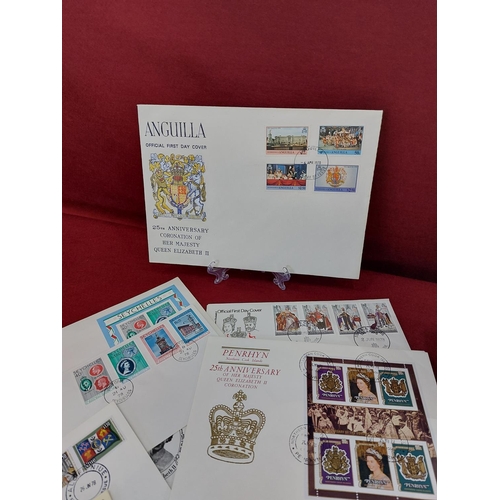 200 - Huge collection of 61 1978 25th anniversary coronation stamps and first day covers. Commonwealth non... 