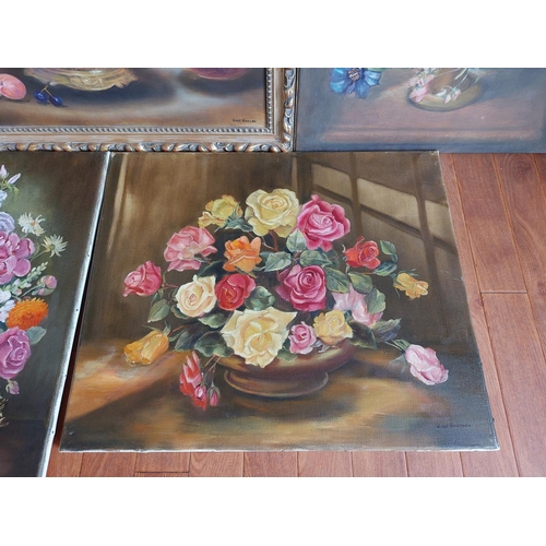 215 - Fine collection of 7 mid 20th century oil on canvas still life paintings by Violet Harrison