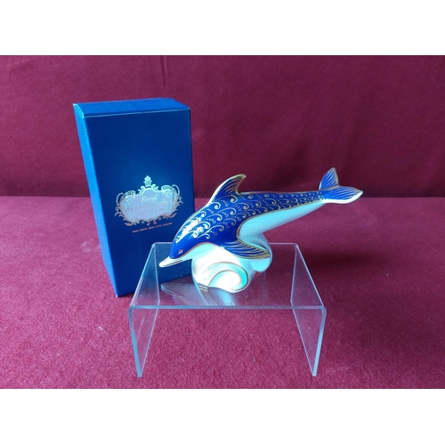 216 - Royal Crown Derby dolphin paperweight in original box.