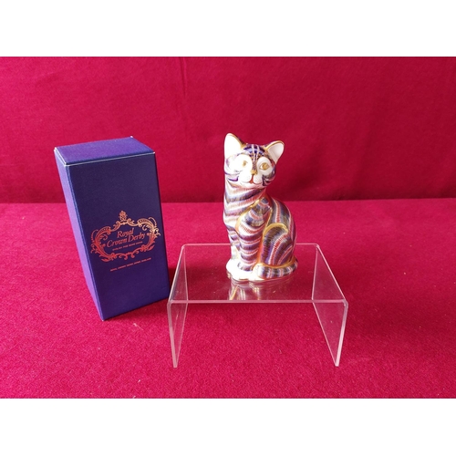 217 - Royal Crown Derby cat paperweight in original box.