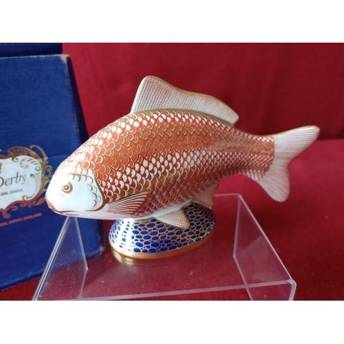 220 - Royal Crown Derby golden carp paperweight in original box.