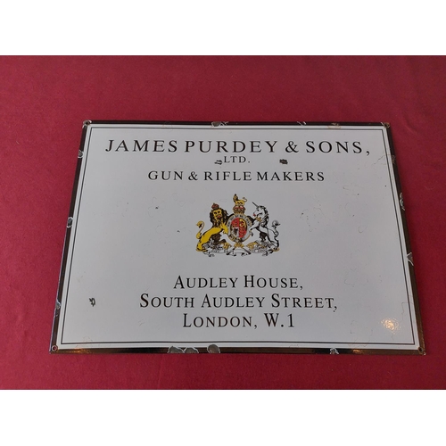 243 - James Purdey & Sons enamel sign. 23.5