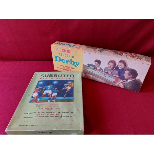 295 - 2 vintage games. Subbuteo Table Soccer. Merit Derby Race Game.