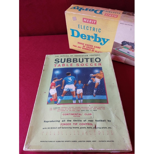 295 - 2 vintage games. Subbuteo Table Soccer. Merit Derby Race Game.