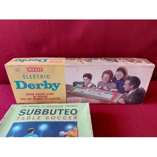 295 - 2 vintage games. Subbuteo Table Soccer. Merit Derby Race Game.