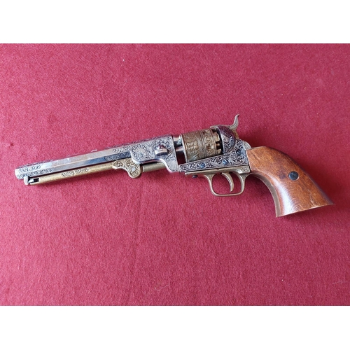 317 - Engraved wild west revolver pistol that cocks and dry fires.