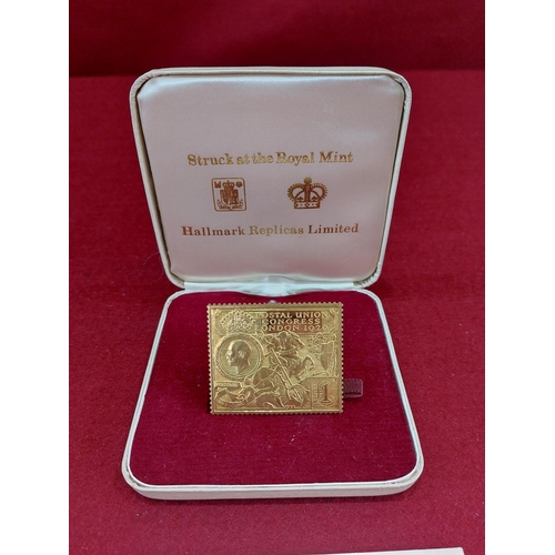 39 - 1974 22ct gold ingot of £1 UK Postal Union Congress 1929. Weight 40 grams only 3000 issued