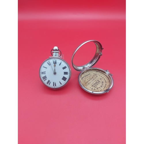 69 - silver hallmarked pocket watch with silver hallmarked holder