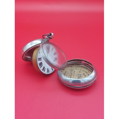 69 - silver hallmarked pocket watch with silver hallmarked holder