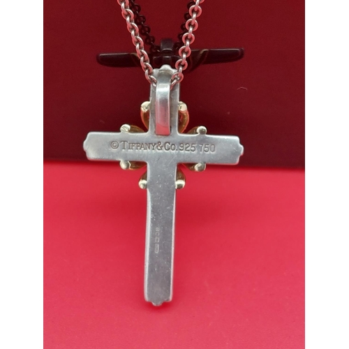 76 - Tiffany & Co stirling silver & 18ct gold crucifix necklace