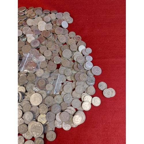 116 - Large collection of mixed coins mostly half crowns, shillings and sixpences. Weight approx 7kg.