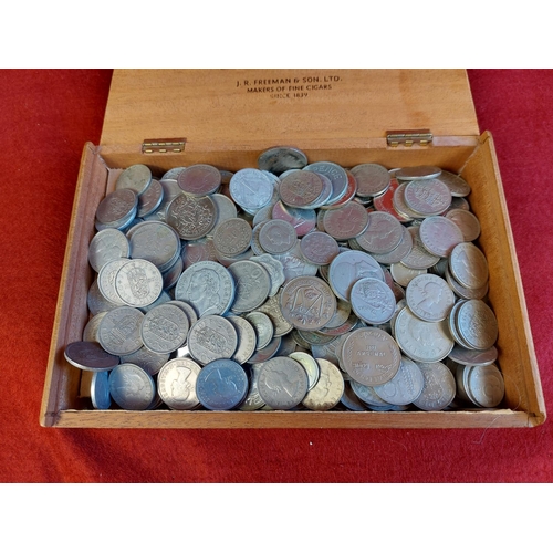 117 - Wooden box of mixed coins.