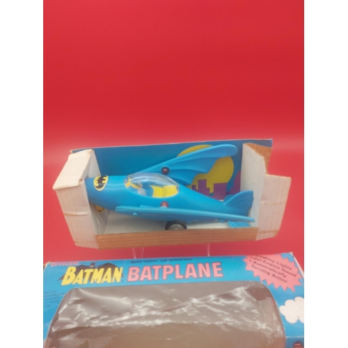 158 - Official Batman Bat Plane rare blue colour. Label says 1975 made in Hong Kong. Original box.