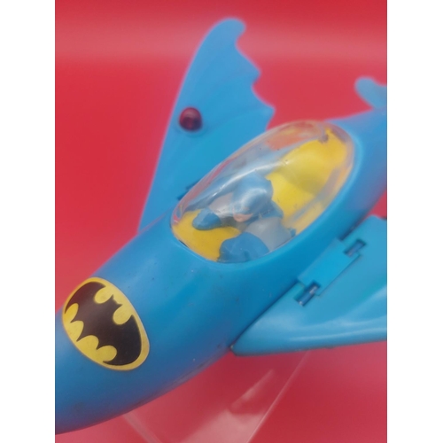 158 - Official Batman Bat Plane rare blue colour. Label says 1975 made in Hong Kong. Original box.