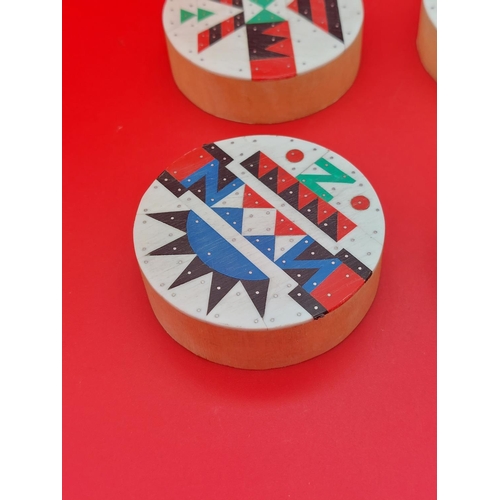 163 - South African Zulu Earplugs made from wood (iziqhaza) and vinyl design.