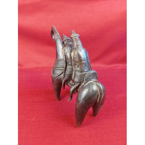 164 - Rare 19th century African Tribal Art of a camel with two riders, Kanem Bornu, Lake chad bronze statu... 