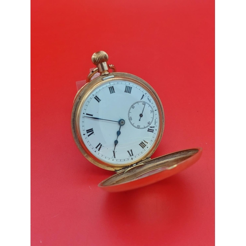 20 - 9ct gold Half Hunter with inner curette 9ct gold, swiss made pocketwatch by C Y M A Winds up and wor... 