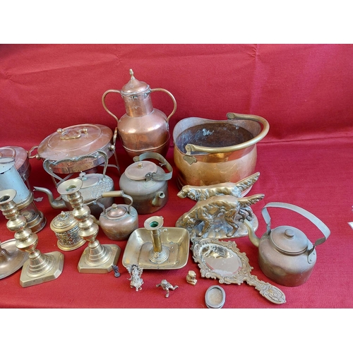 257 - Large collection of brass and copper items.