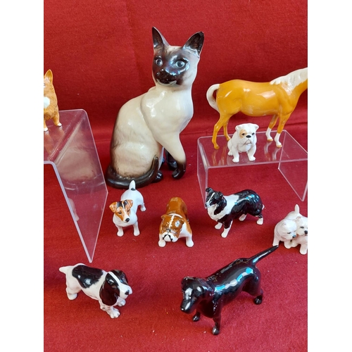 259 - Very nice collection of Beswick dogs, cat and horse.