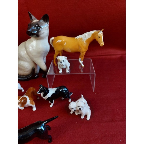 259 - Very nice collection of Beswick dogs, cat and horse.