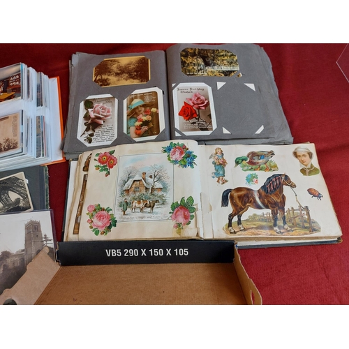 266 - Large collection of postcard albums with cards and loose postcards.