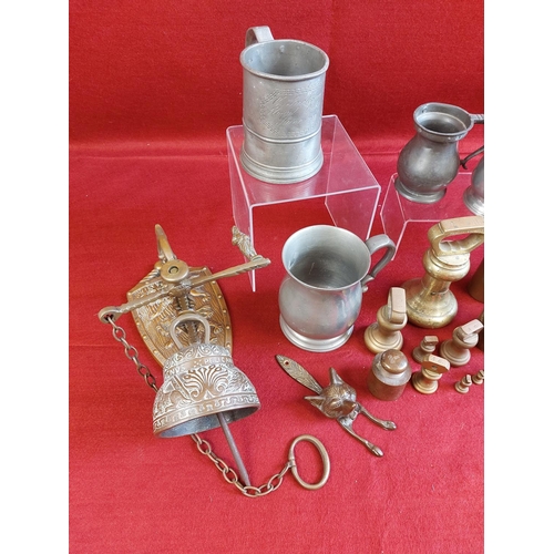 272 - Collection of pewter and brass items.