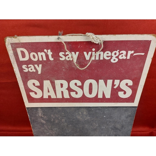 276 - Vintage Sarsons cardboard sign.