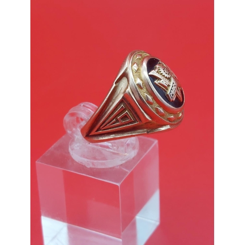 28 - 10ct gold American college ring dated 1950. 7.3 grams