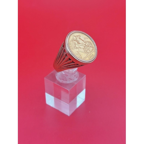 6 - Half Sovereign ring with 9ct gold mount 12.4 grams