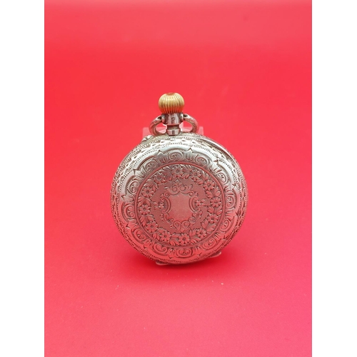 73 - Unusual silver hallmarked pocketwatch heavily engraved case possibly early digital.