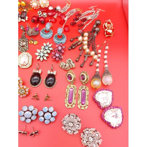 106 - Large collection of over 30 pairs of vintage earrings