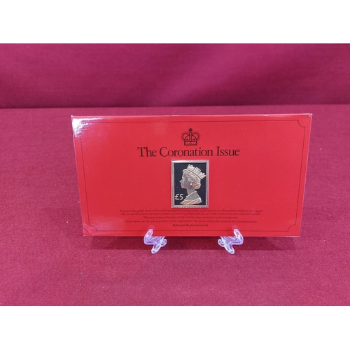 140 - Hallmark replicas 25th anniversary of coronation 7 gold on silver postage stamp 5,000 issued