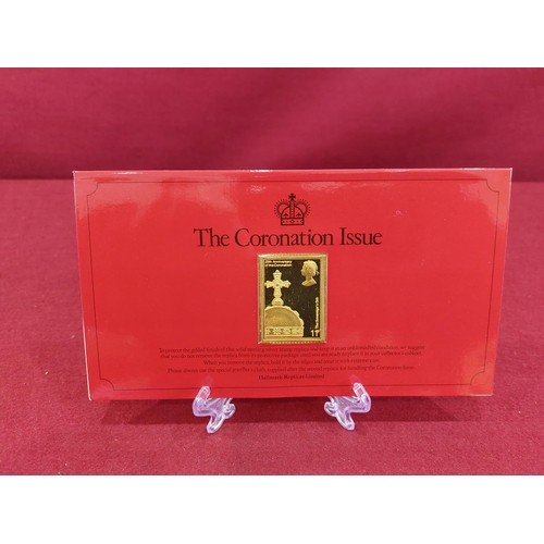 140 - Hallmark replicas 25th anniversary of coronation 7 gold on silver postage stamp 5,000 issued