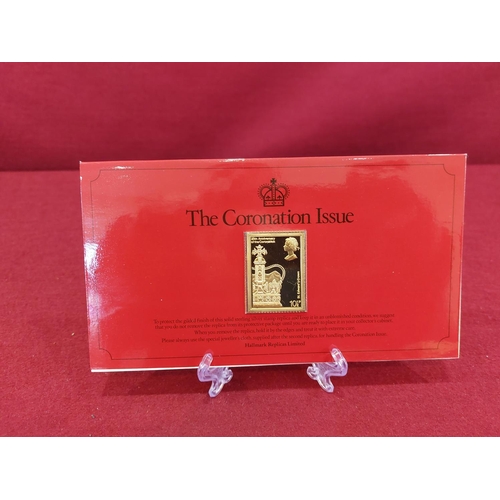 140 - Hallmark replicas 25th anniversary of coronation 7 gold on silver postage stamp 5,000 issued