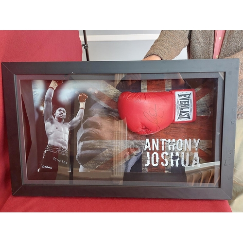 224 - Anthony Joshua signed boxing glove 77cm length 47cm high with authenticity certificate