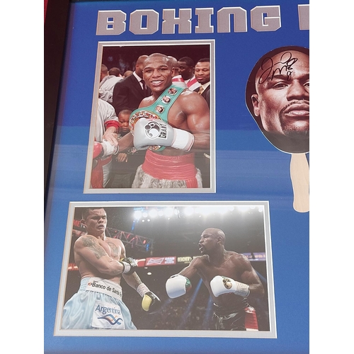 226 - Floyd Mayweather signed boxing montage Length 87 cm Height 69 cm. With authenticity certificate