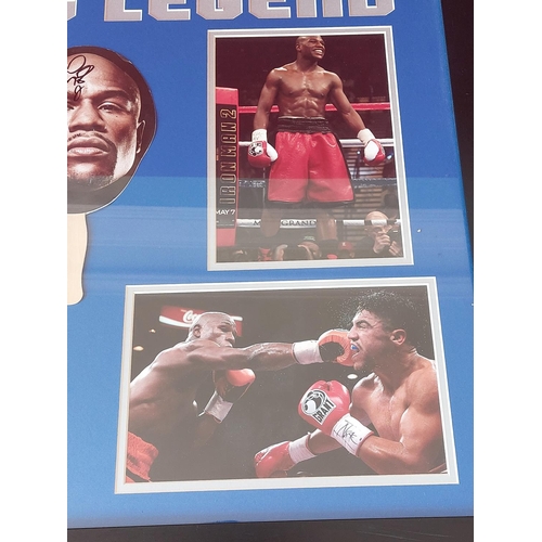 226 - Floyd Mayweather signed boxing montage Length 87 cm Height 69 cm. With authenticity certificate