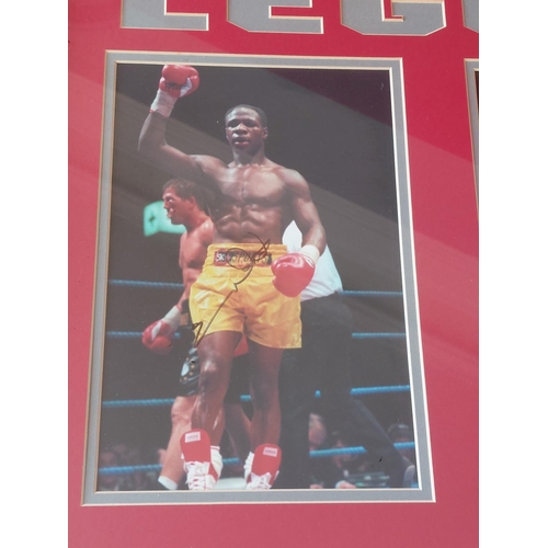 227 - Chris Eubank signed boxing montage Length 67 cm height 82 cm. With authenticity certificate