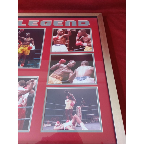 227 - Chris Eubank signed boxing montage Length 67 cm height 82 cm. With authenticity certificate