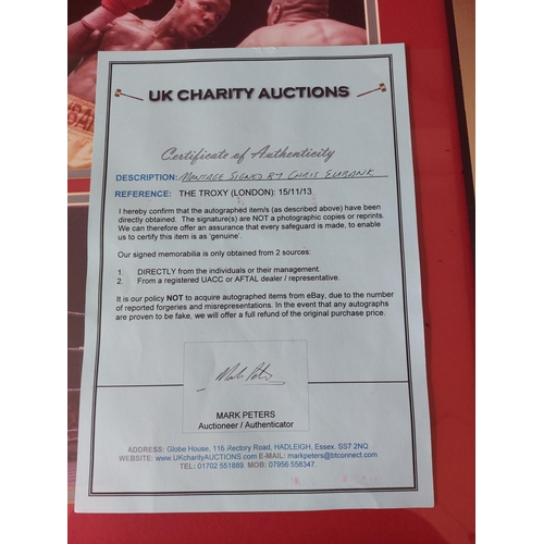 227 - Chris Eubank signed boxing montage Length 67 cm height 82 cm. With authenticity certificate