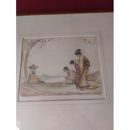 239 - 2 x Chinese / Japanese Art Deco coloured Etchings by Robert Herdman Smith (1879 - 1945) Each etching... 