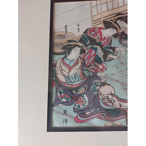 242 - Art Deco Woodcut picture of Courtesans of Yoshiwara