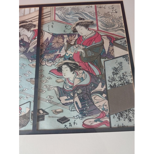 242 - Art Deco Woodcut picture of Courtesans of Yoshiwara