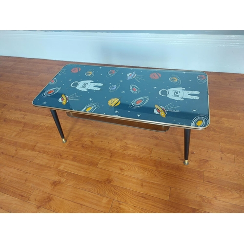 291 - 1960's Retro coffee table with space man, sputnik, planets design