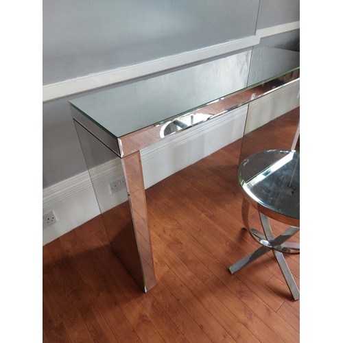 307 - Chrome mirror top small table some light scratches to mirror top also large mirrored stand some dama... 