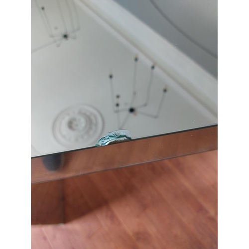 307 - Chrome mirror top small table some light scratches to mirror top also large mirrored stand some dama... 